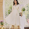 Off White Cotton Lurex Angrakha Dress