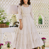 Off White Cotton Lurex Designer Tiered Dress