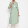 Sage Green Embroidered Straight Fit Kurta