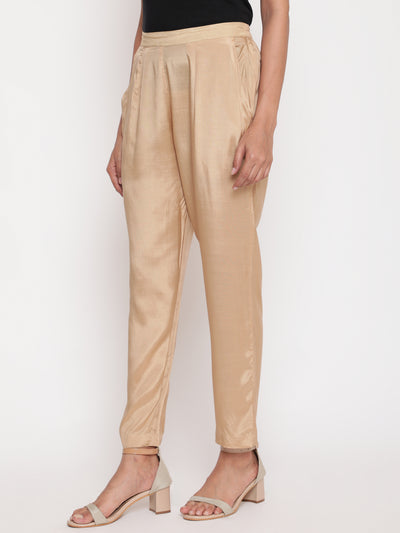 Gold Solid Straight Fit Shantoon Pant