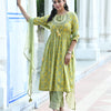 Green Printed Flared Kurta Suit Set