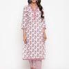 White Cotton Ethnic Motif Printed Kurta With Pant