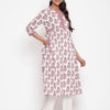 White Floral Printed A-Line Kurta