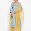 Powder Blue Embroidered Kurta Pant Set With Dupatta