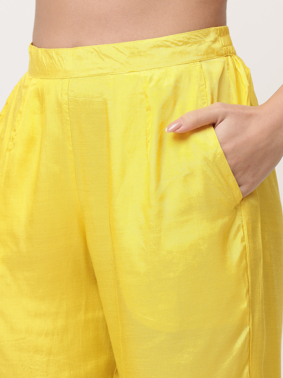 Yellow Embroidered Kurta Pant Set With Dupatta