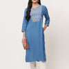Blue Embroidered Designer Straight Kurta