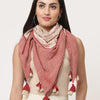 Rust Cotton Printed Detailed Scarf