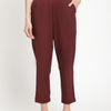 Maroon Cotton Straight Pant