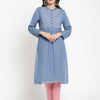 Powder Blue Embroidered Kurta