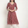 Red Cotton Floral Printed Anarkali Kurta