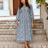 Blue Cotton Printed Tie Up Flared Kurta Dress