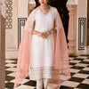 Off White Embroidered Kurta Pant Set With Organza Dupatta