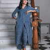 Indigo Printed Cotton Shirt Collar Kurta Pant Set
