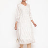 Off White Embroidered Straight Kurta