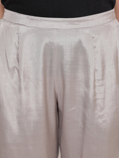 Silver Solid Straight Fit Shantoon Pant