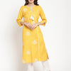 Yellow Embroidered Angrakha Straight Kurta Pant Set